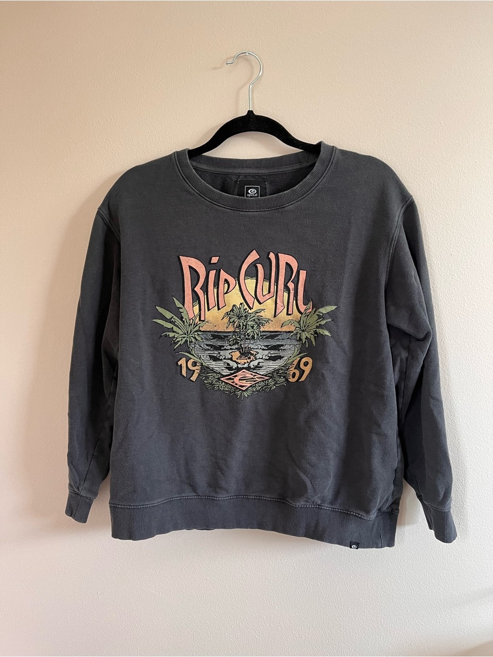 Rip Curl Charcoal Crewneck with Sunset Graphic